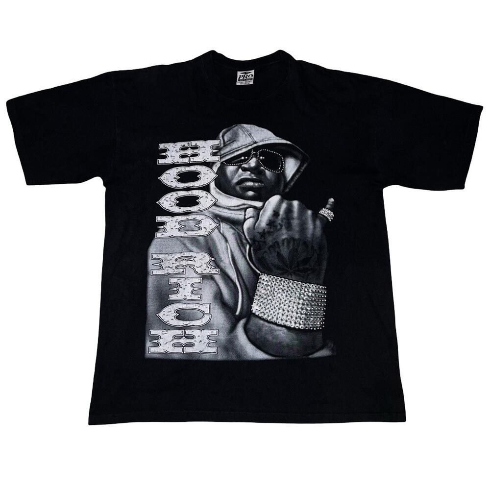 Vintage Notorious BIG Hood Rich 90s Rap Hip Hop Biggie Smalls Bedazzled Shirt